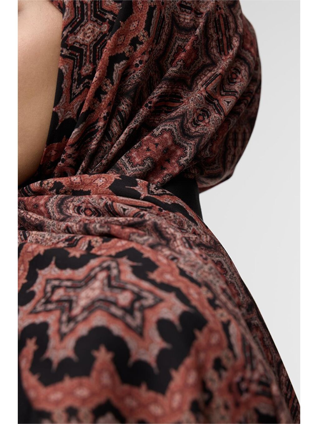 Kırmızı Deluxe Şal Asha Desenli-6