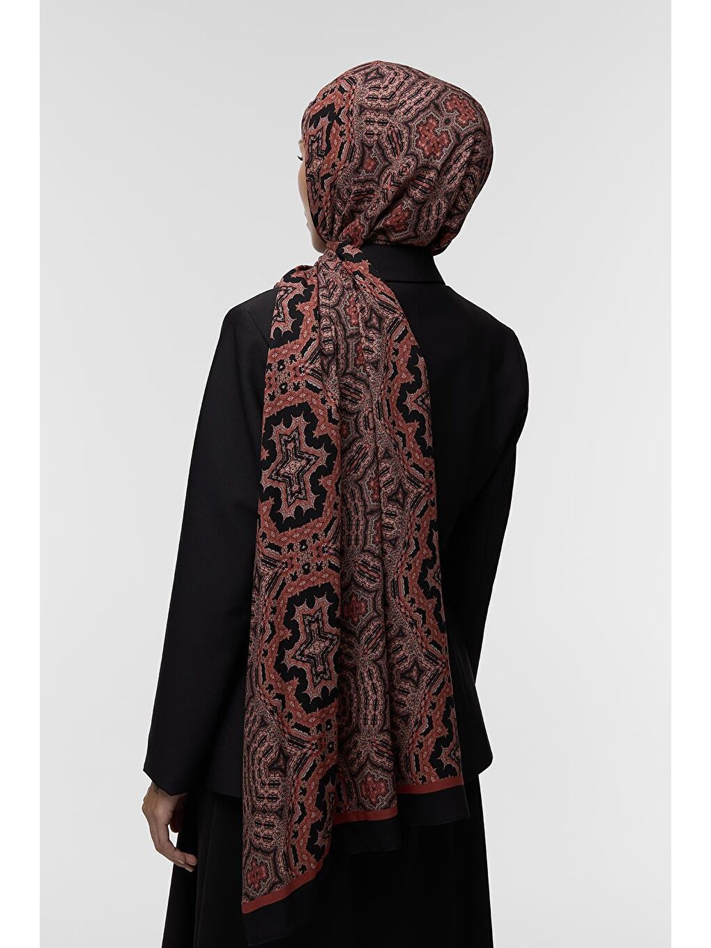 Kırmızı Deluxe Şal Asha Desenli-7