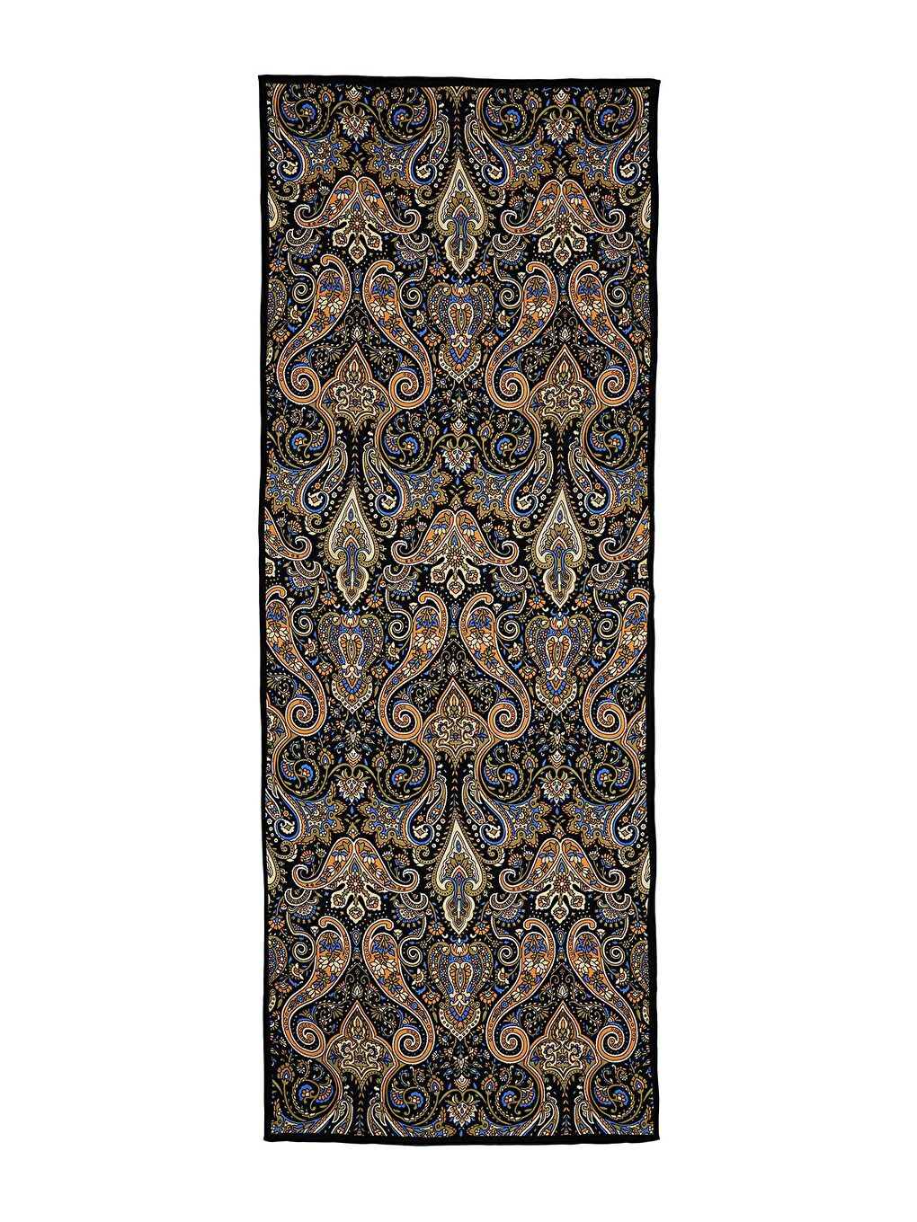 Siyah Deluxe Şal Priya Desenli-1