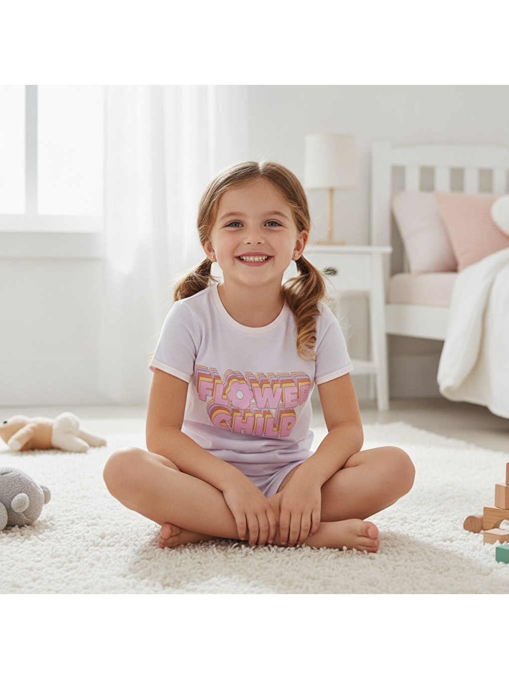 Çocuk Baskılı Lila Renk 2'li Takım Cb1047-9