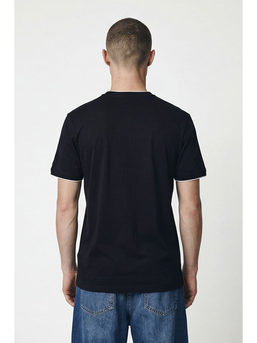 Giotelli Erkek Siyah Dar Kesim Slim Fit %100 Pamuk Bisiklet Yaka Tişört-3