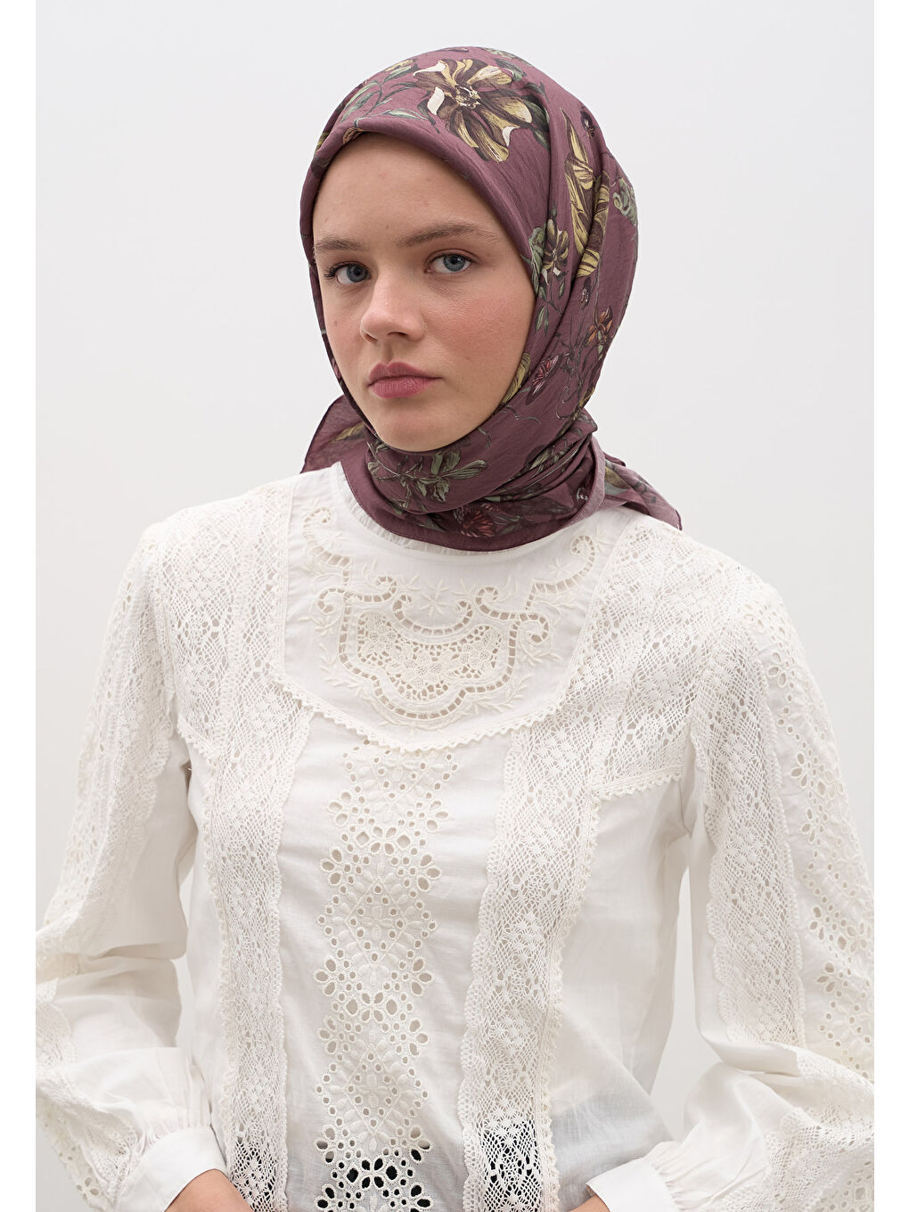 Pembe Gısele Desen Pamuklu Viskon Eşarp Gülkurusu