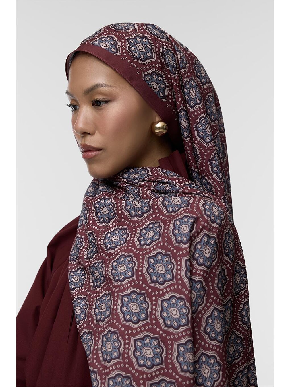 Bordo Daily Print Şal Ruby Desenli-4