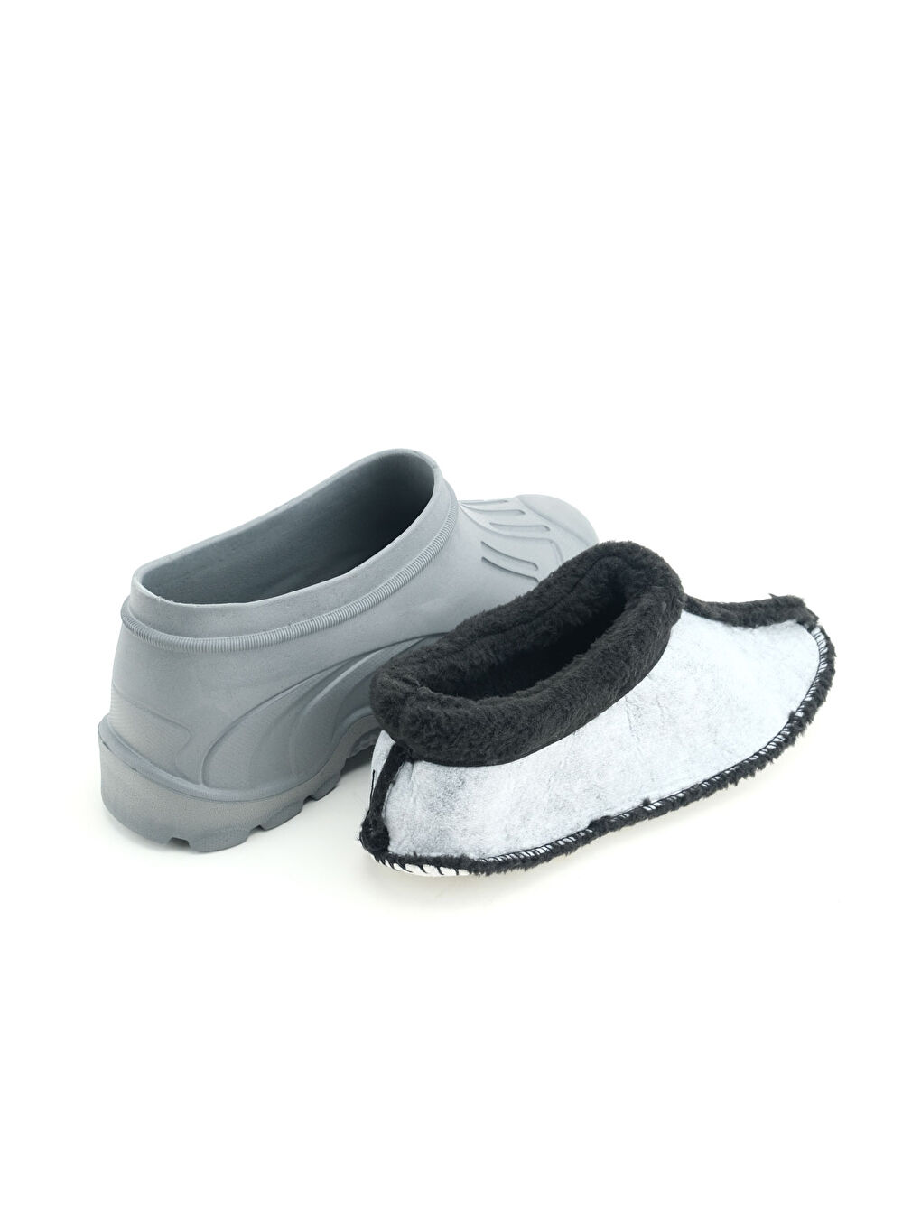 Gri Erkek Kışlık İçi Pelüşlü Çıkarılıabilir Rahat Taban Kısa Eva Kar Bot-7