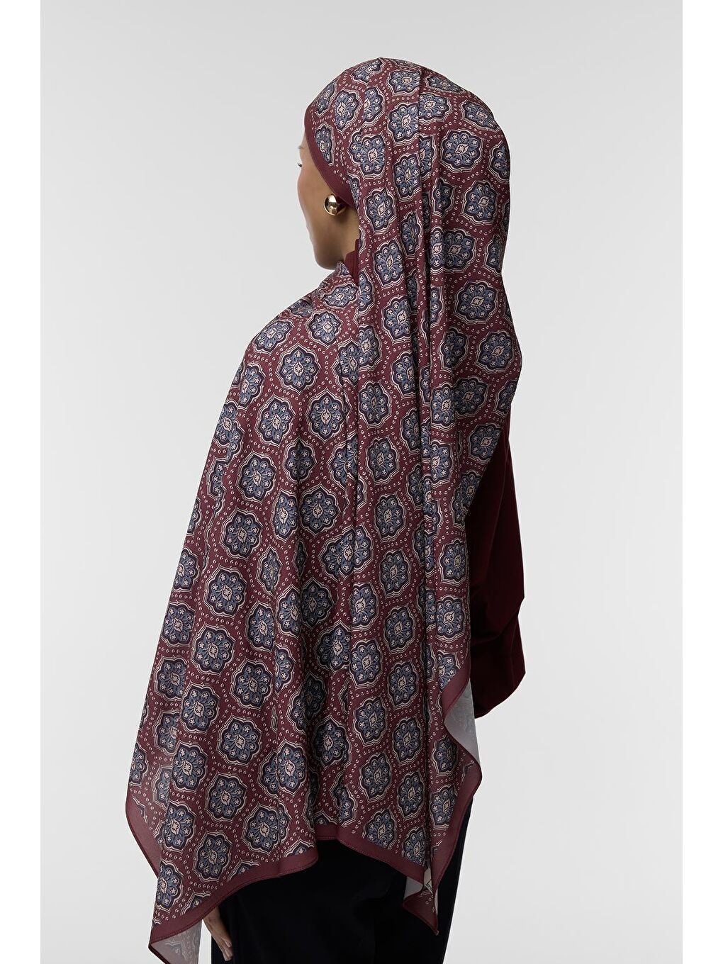 Bordo Daily Print Şal Ruby Desenli-6