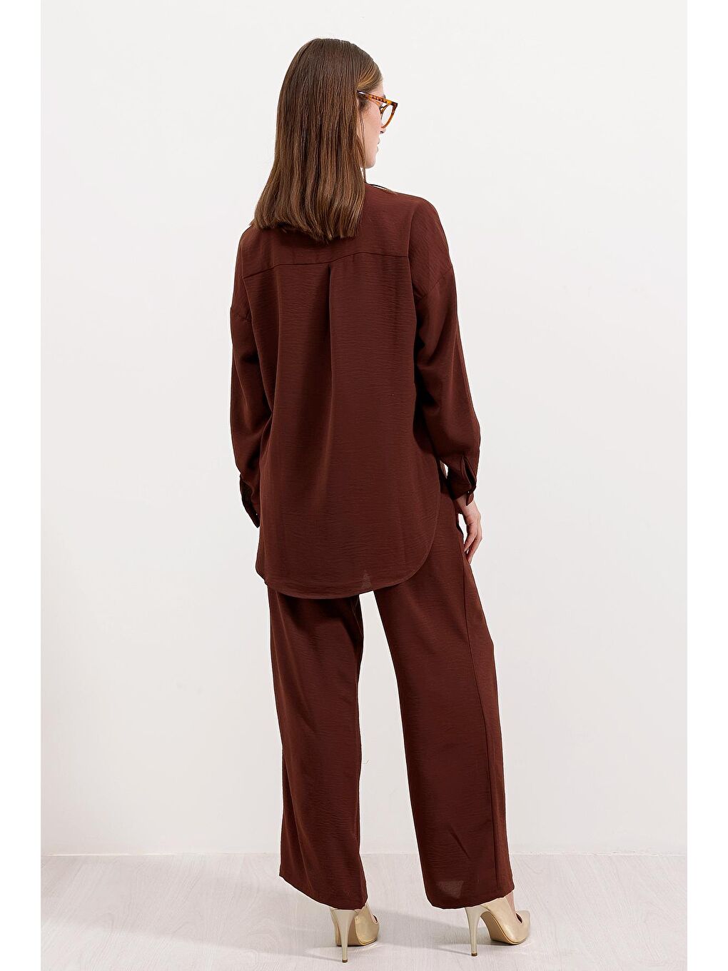 6631 Oversize Alt-Üst Takım - Kahverengi-5