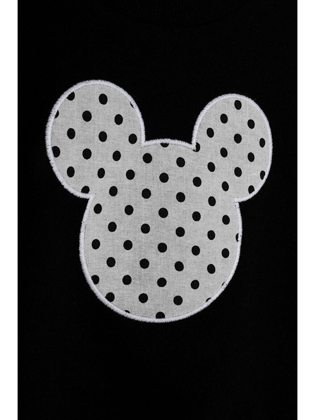 Bisiklet Yaka Nakışlı Keten Uzun Kol Siyah Renk Kız Çocuk Sweatshirt-2