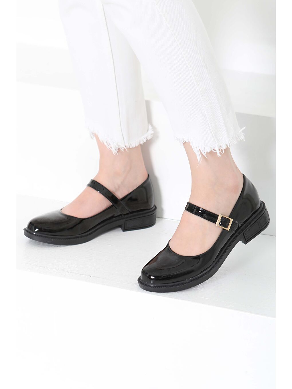 Kadın Mad Siyah Jane Kemer Detaylı Loafer Ayakkabı - 27145-1