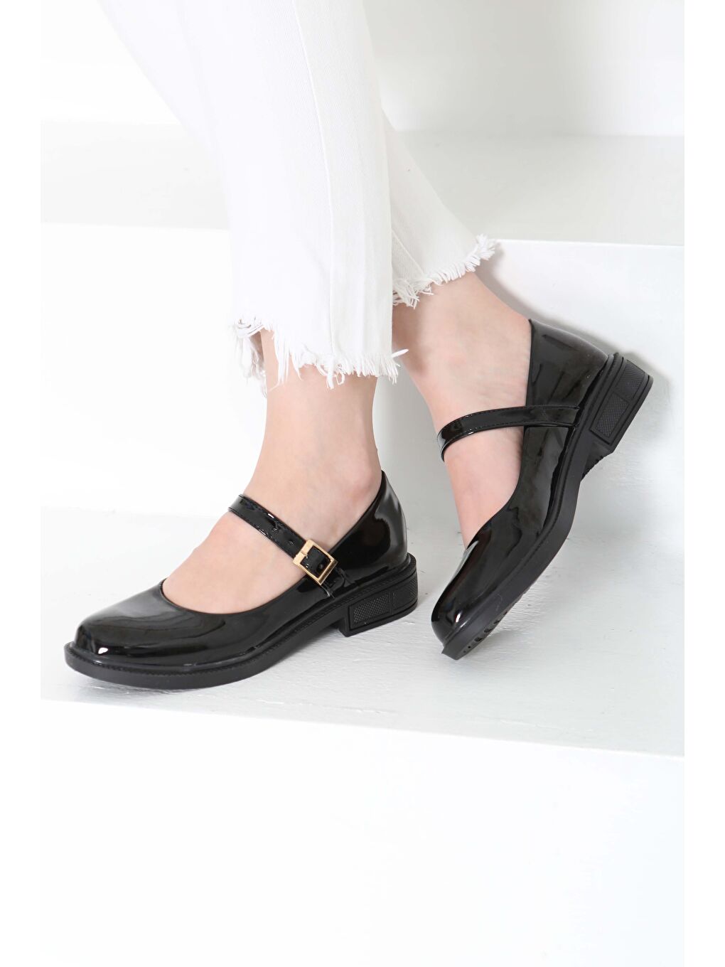 Kadın Mad Siyah Jane Kemer Detaylı Loafer Ayakkabı - 27145-4