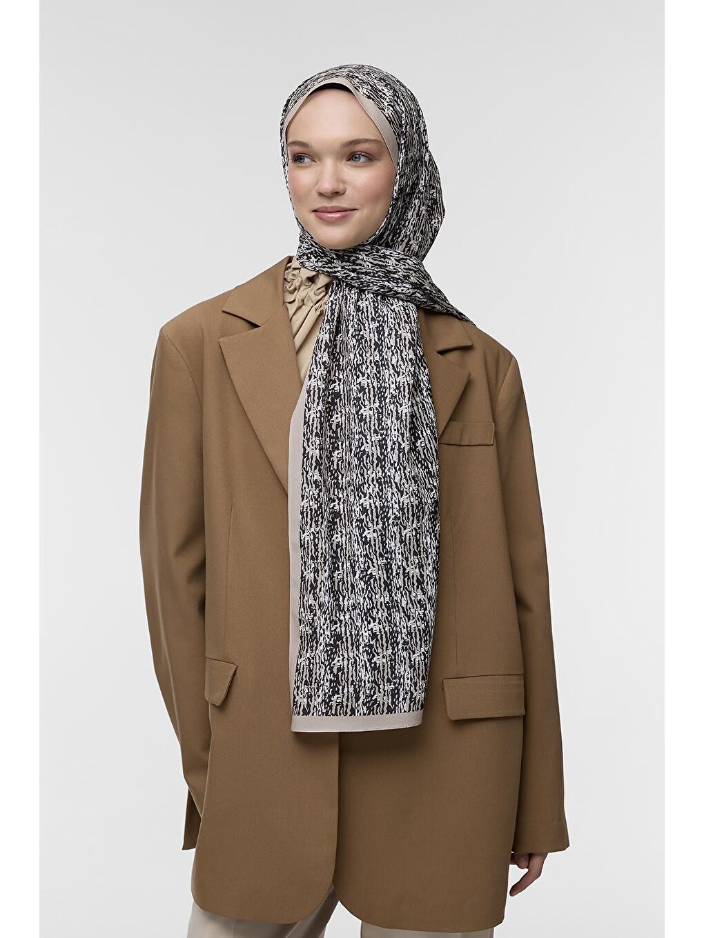 Siyah Daily Print Şal Dapper Desenli-2