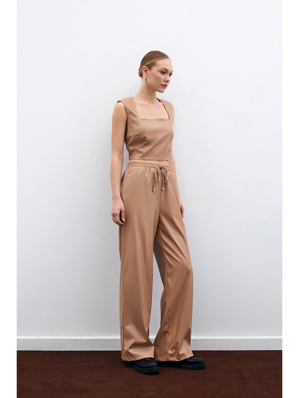Salaş Deri Pantolon - Bej-1