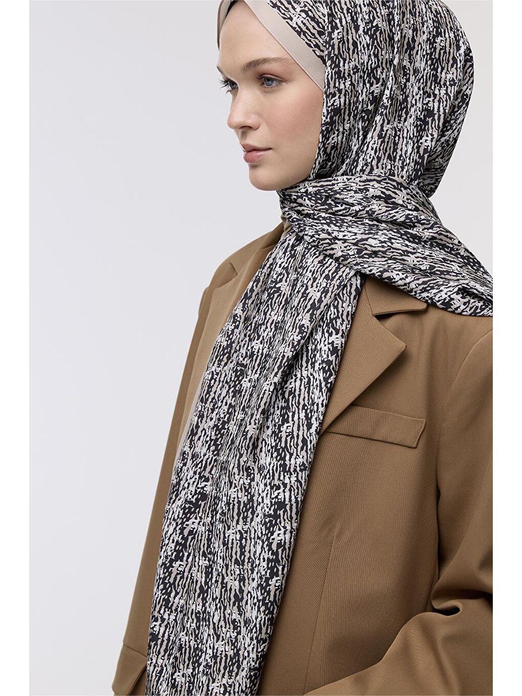 Siyah Daily Print Şal Dapper Desenli-4