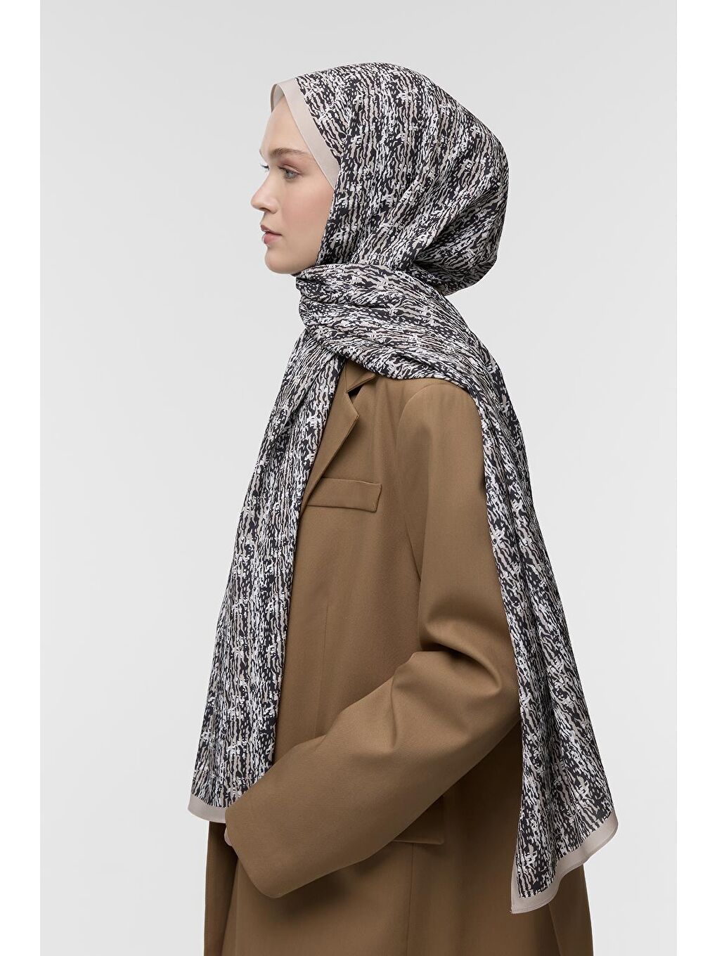 Siyah Daily Print Şal Dapper Desenli-5