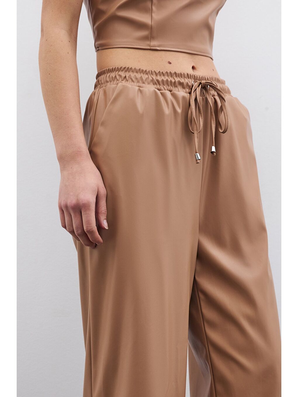 Salaş Deri Pantolon - Bej-3