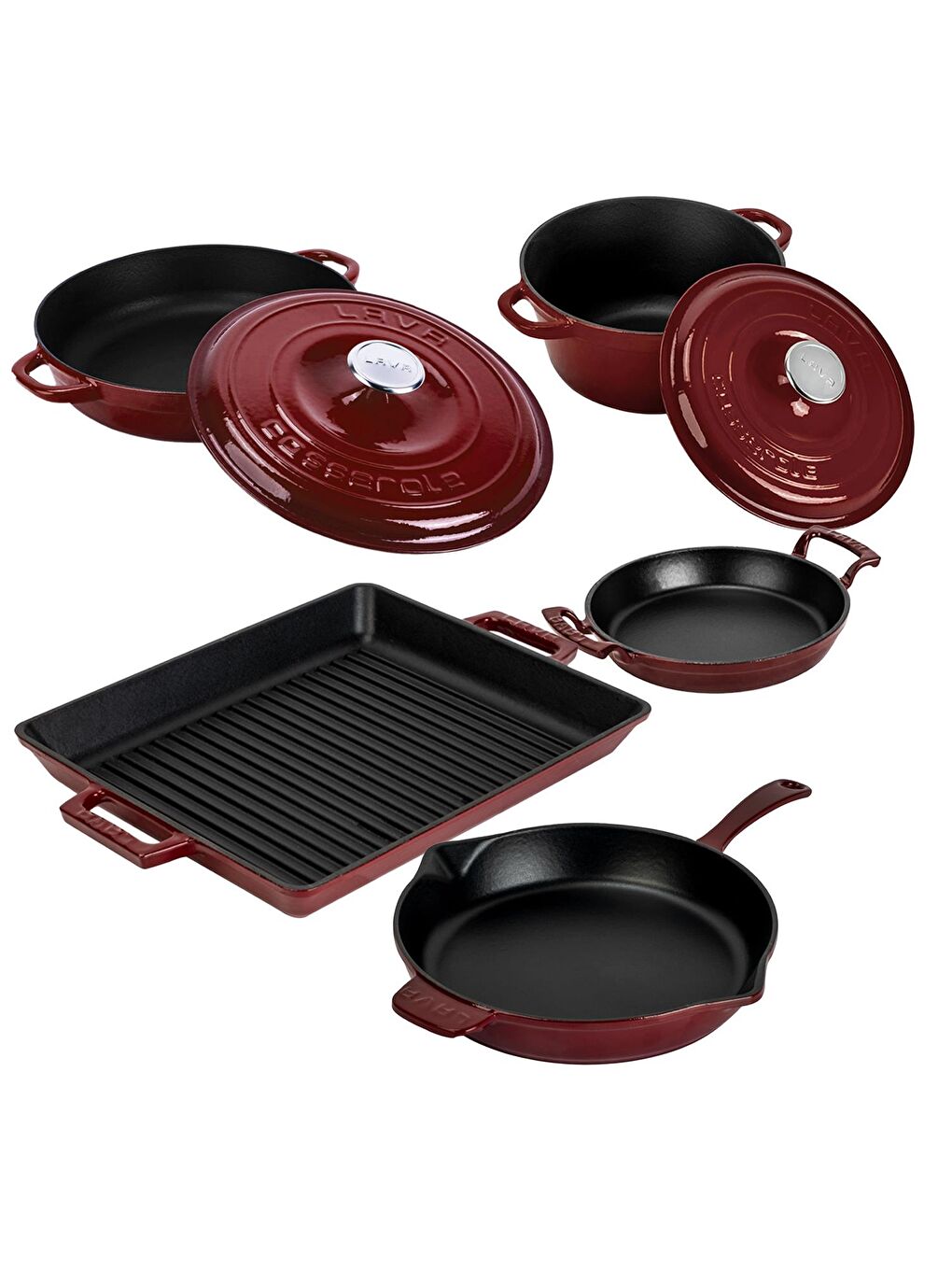 Bordo Serisi Set – Tencere, Tava, Sahan ve Izgara Bir Arada-1