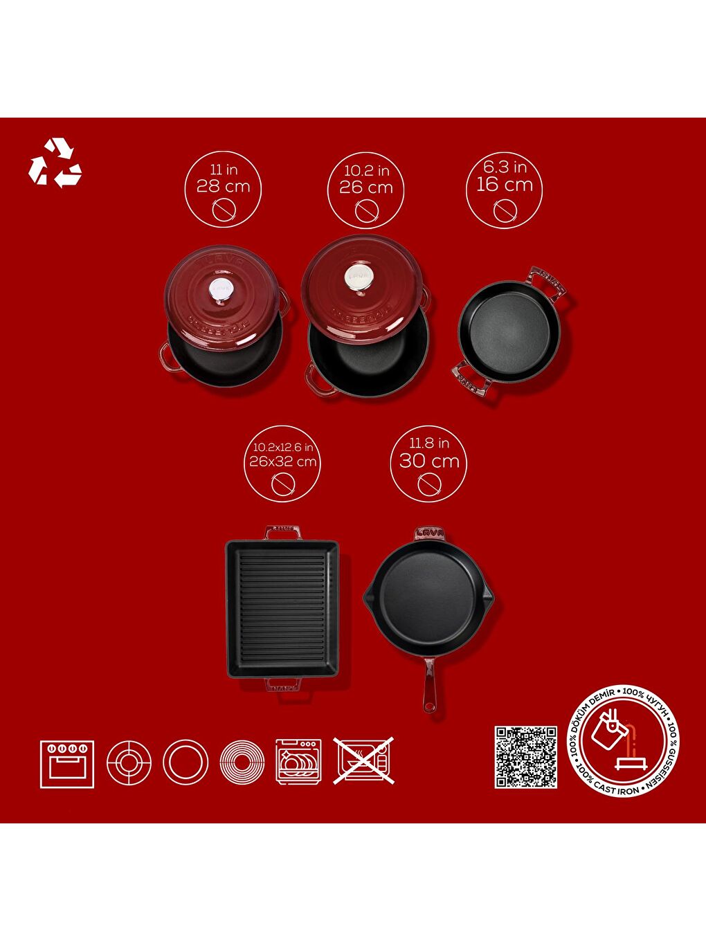 Bordo Serisi Set – Tencere, Tava, Sahan ve Izgara Bir Arada-3