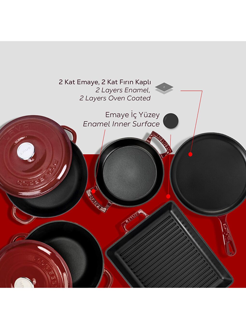 Bordo Serisi Döküm Set – Her Yemekte Şef Dokunuşu-5