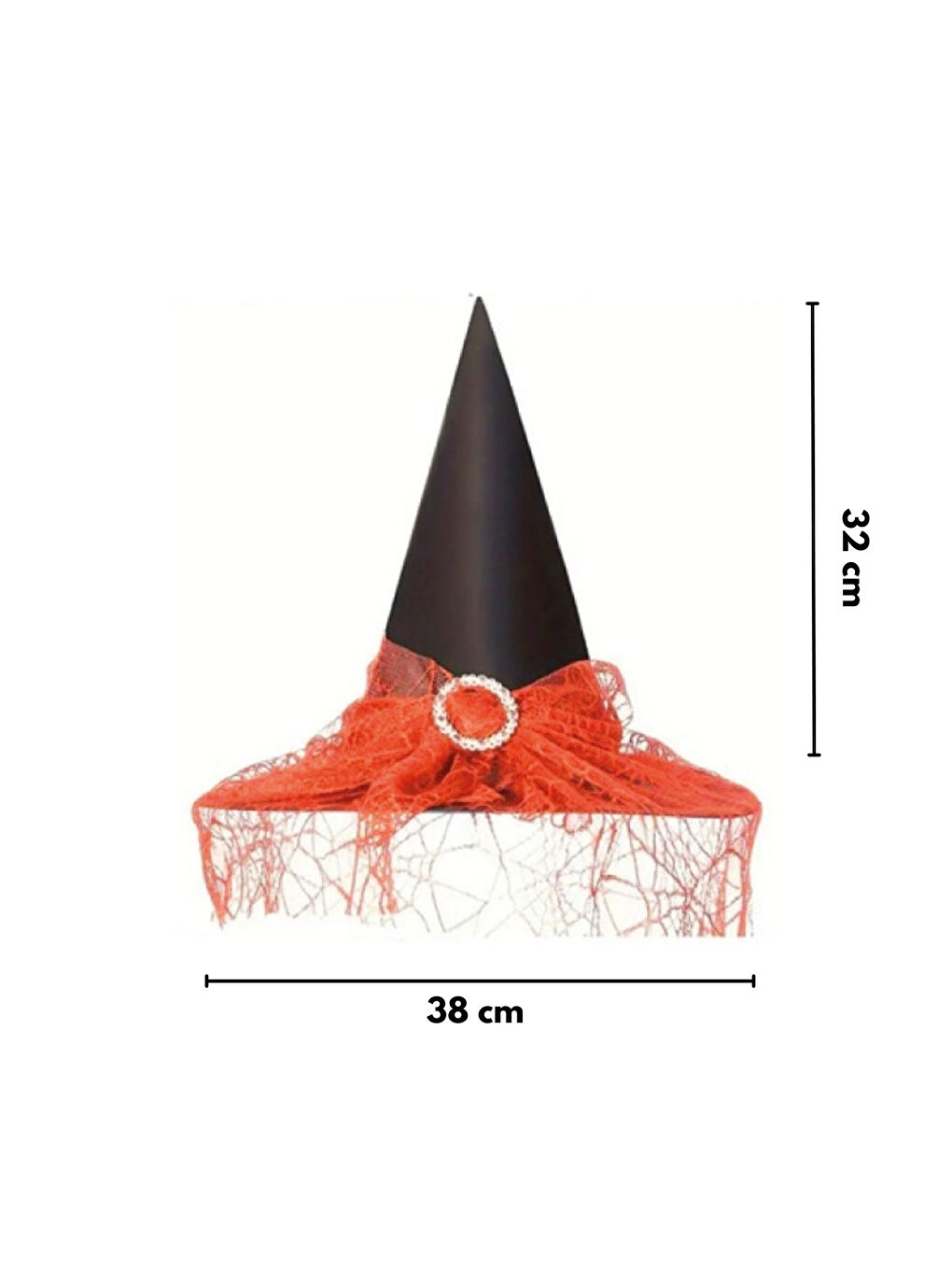 Siyah Tül Detaylı Tokalı Cadı Şapkası-2