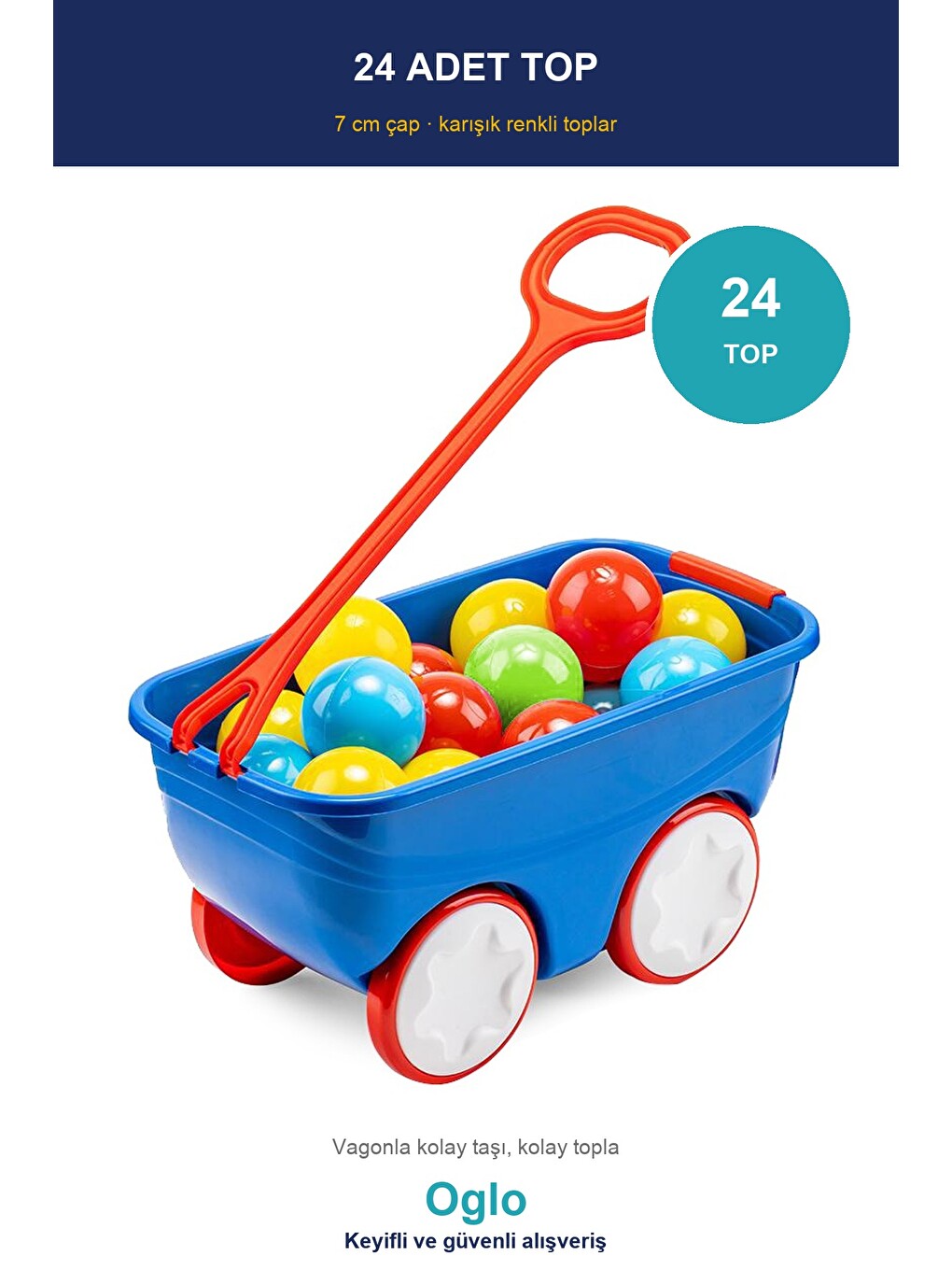 Gezgin Vagon Oyun Seti 24 Adet 7 Cm Renkli Top Mavi-2