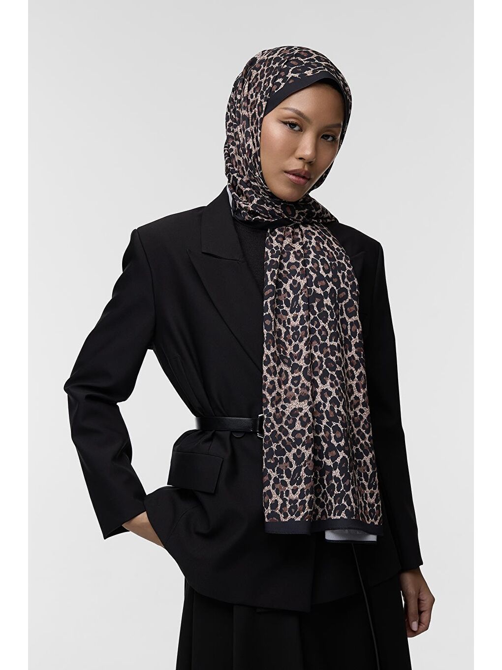 Kahverengi Daily Print Şal Leopard Desenli