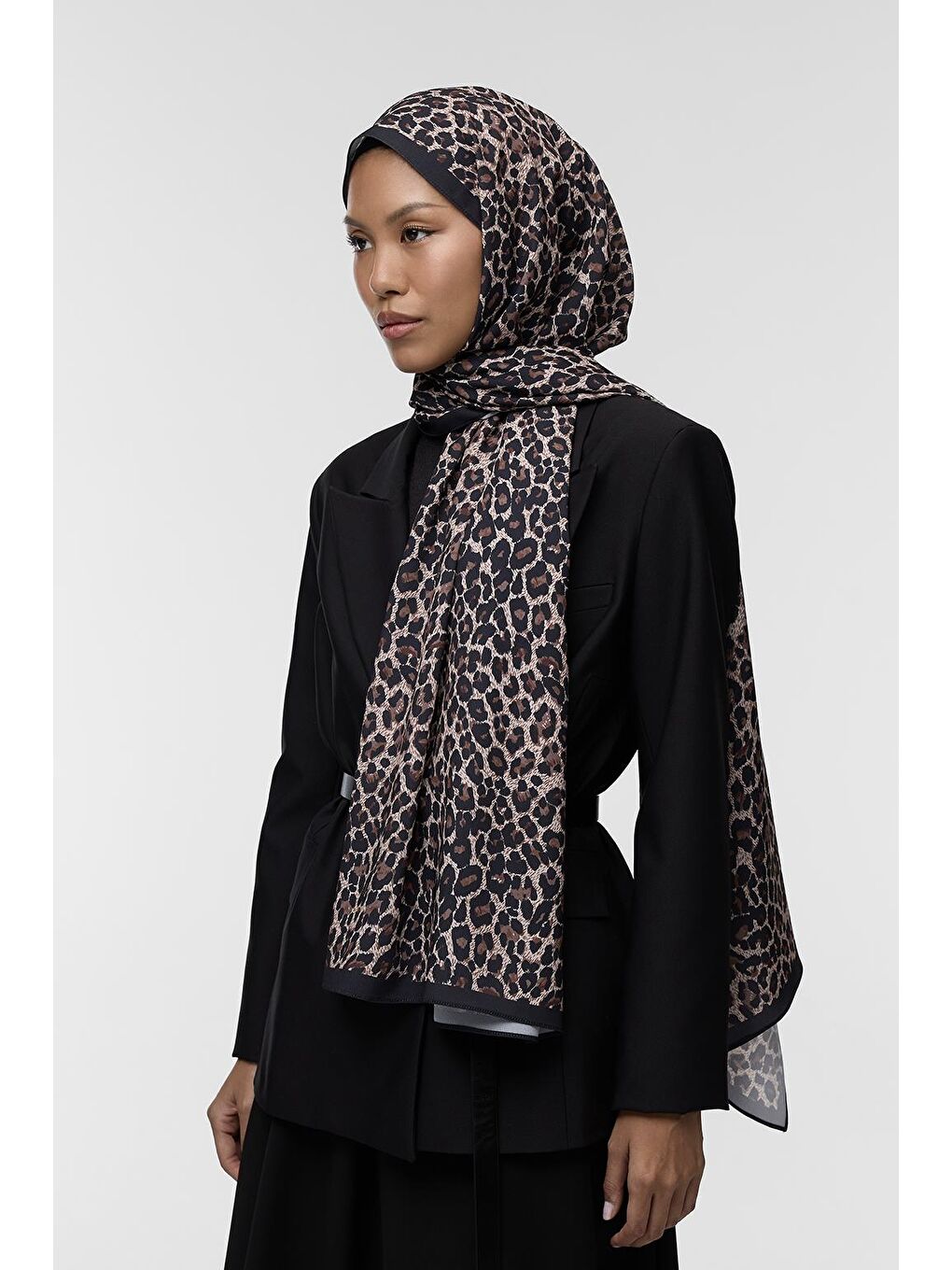 Kahverengi Daily Print Şal Leopard Desenli-1