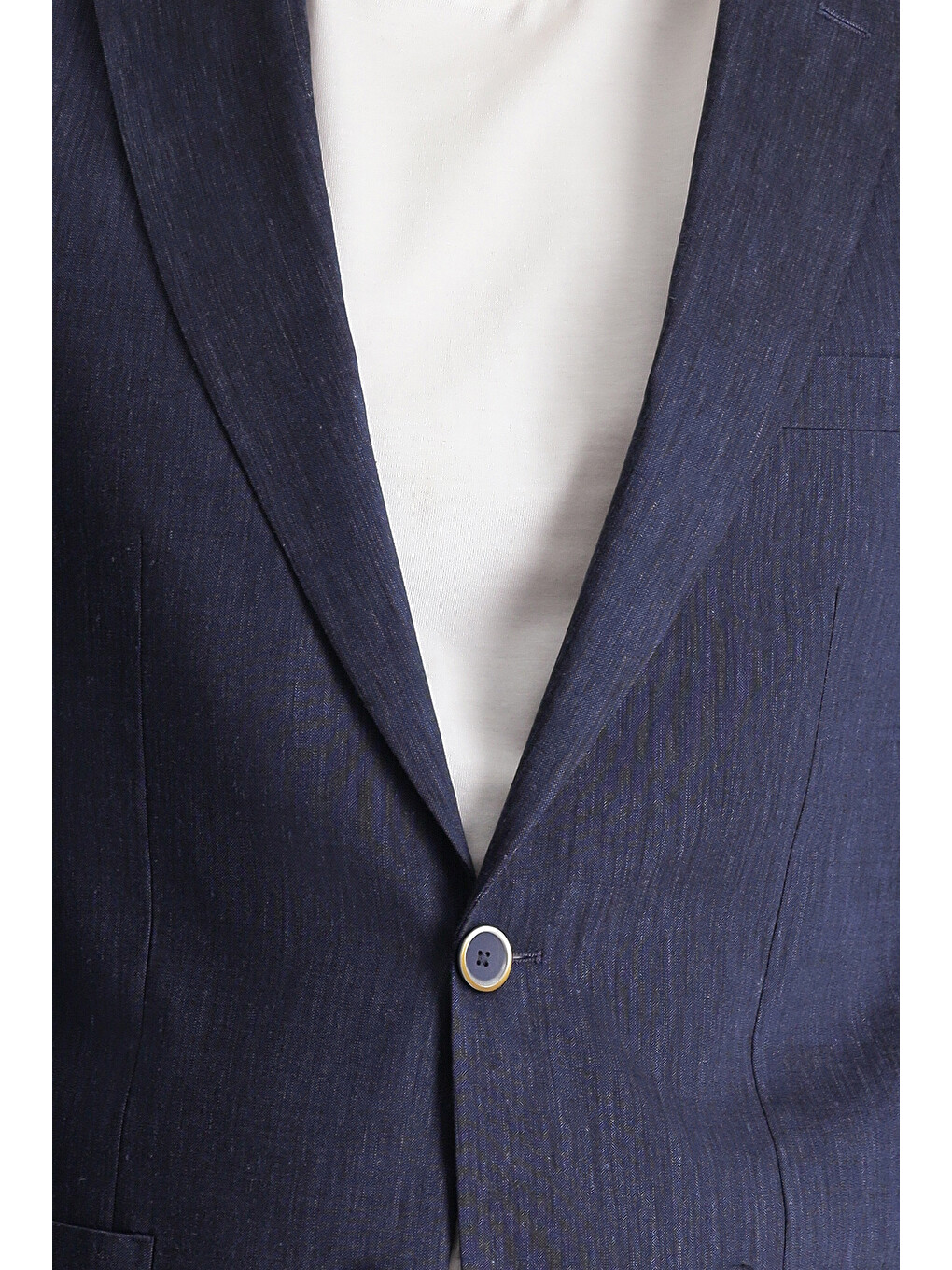 Lacivert Keten Karışımlı Spor Blazer Ceket-5
