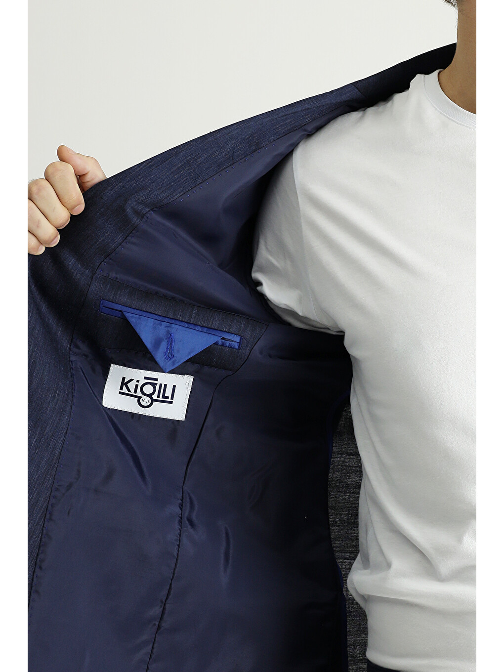Lacivert Keten Karışımlı Spor Blazer Ceket-6