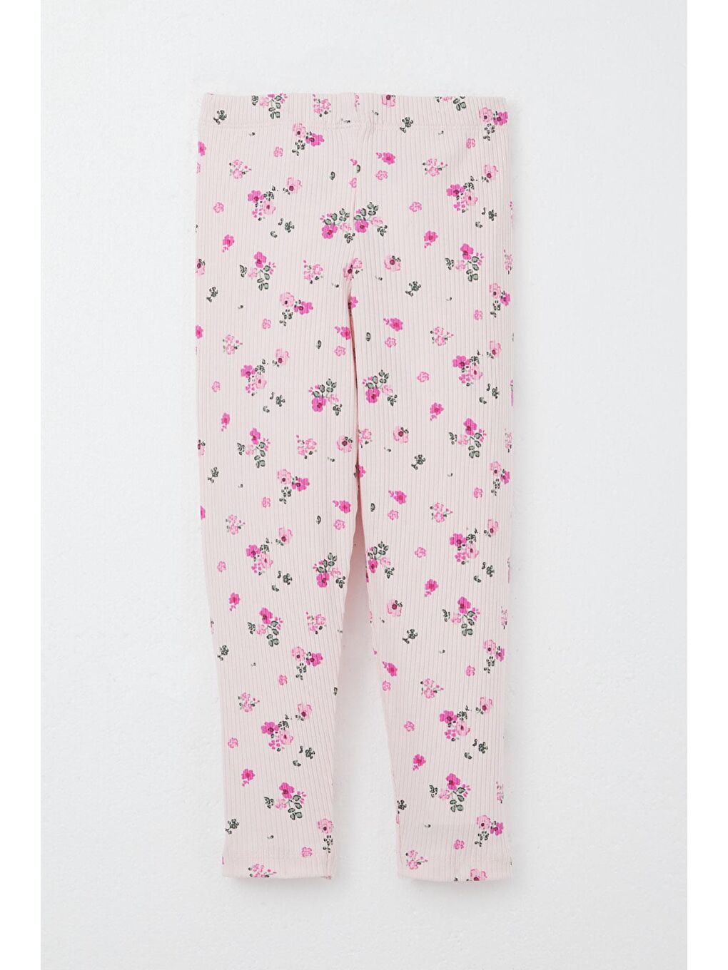 Kız Çocuk Taytlı Takım Çiçek Desenli Omuzu Fırfırlı Pembe (2-3 Yaş)-4