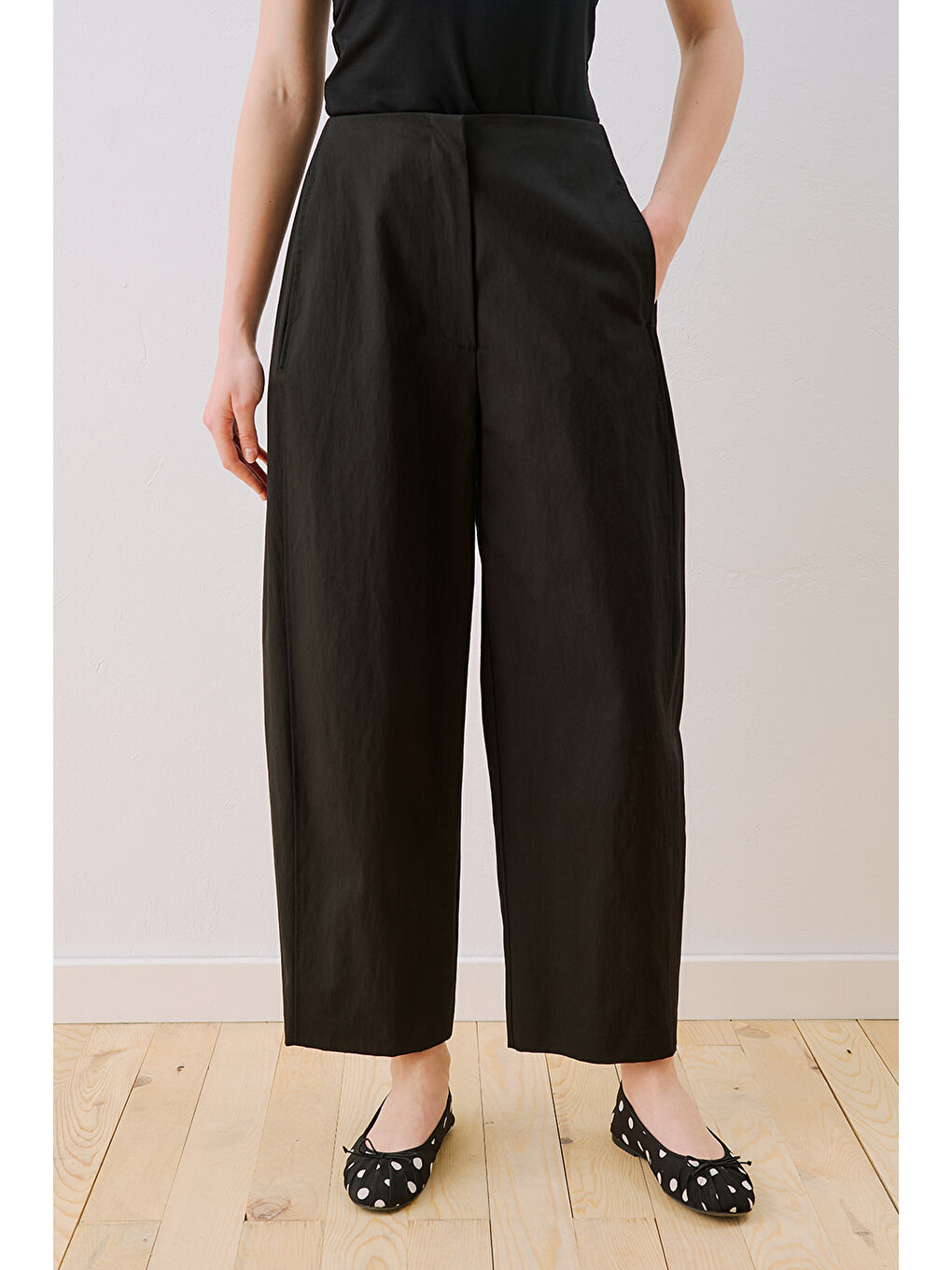 Gabardin Barrel Pantolon Siyah-2