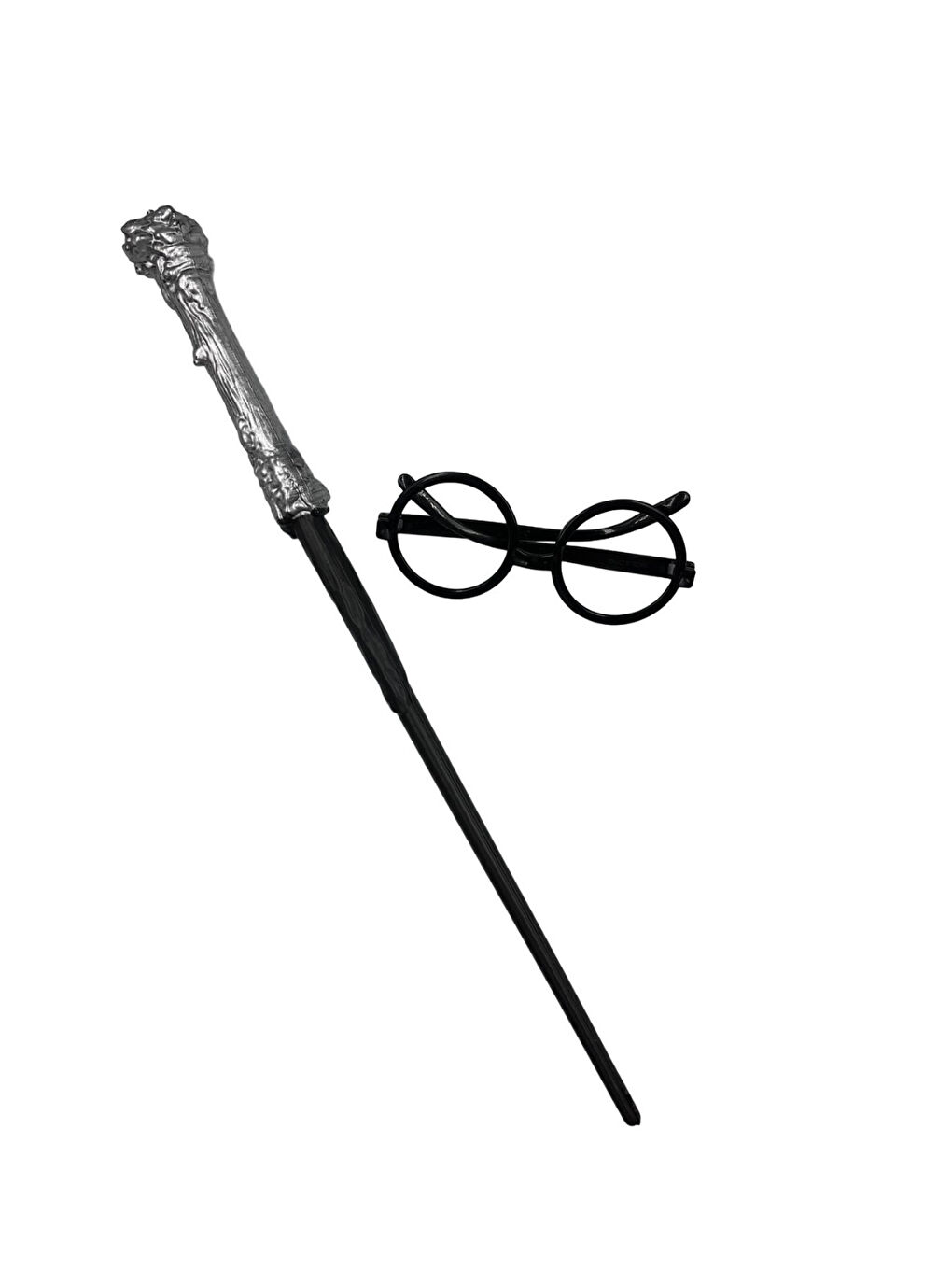 Siyah Sihirbaz Gözlük ve Asa Set