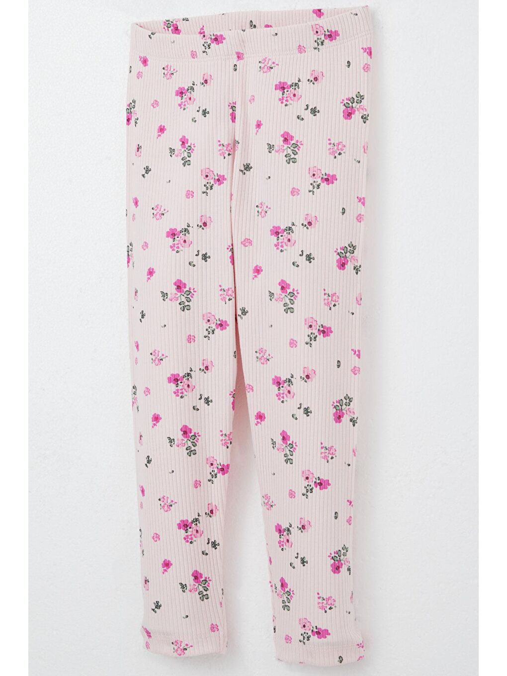 Kız Çocuk Taytlı Takım Çiçek Desenli Omuzu Fırfırlı Pembe (2-3 Yaş)-6