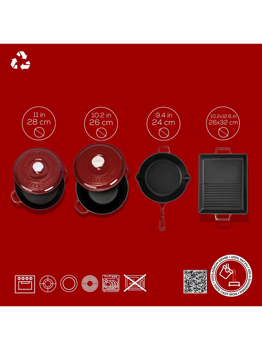 Bordo Döküm Set – Göz Alıcı Renk, Uzun Ömürlü Döküm Kalitesi-3