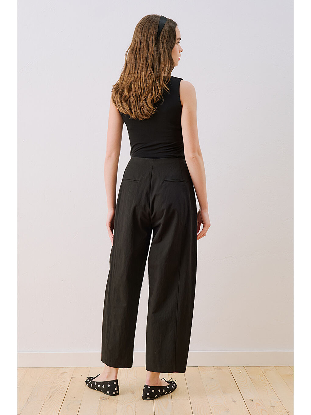 Gabardin Barrel Pantolon Siyah-3