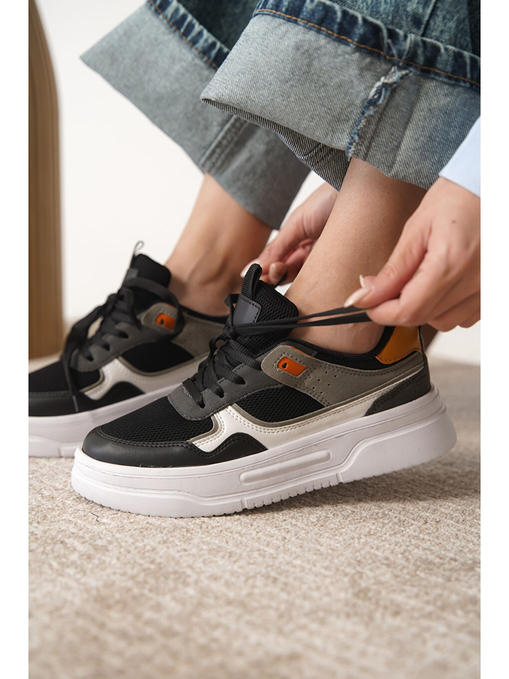 Daxtors Siyah D2451 Günlük Ortopedik Kadın Sneaker Spor Ayakkabı - 3