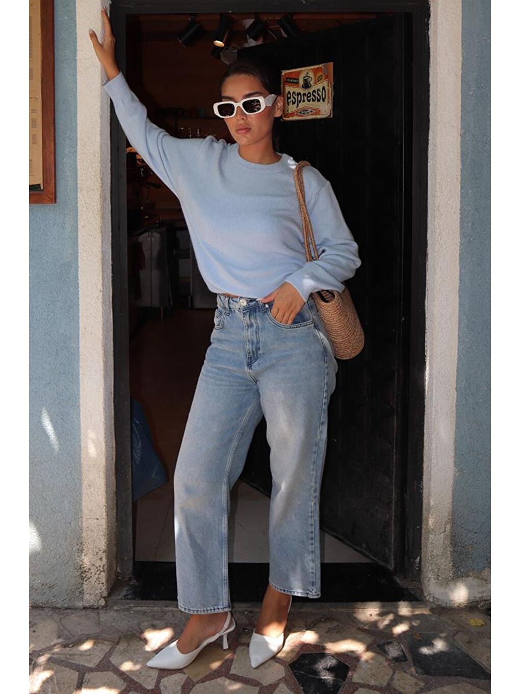 Bebe Mavisi Bisiklet Yaka Kadın Triko Kazak Mg2494-8