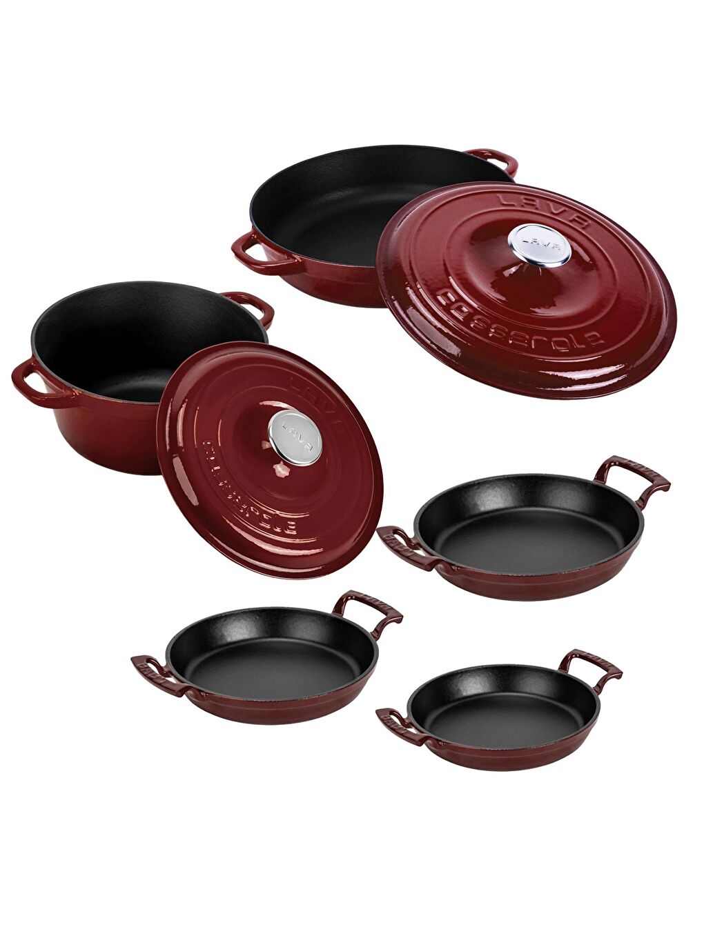 Bordo 7 Parça Tencere & Tava Seti – Göz Alıcı Renk, Eşsiz Lezzet-1