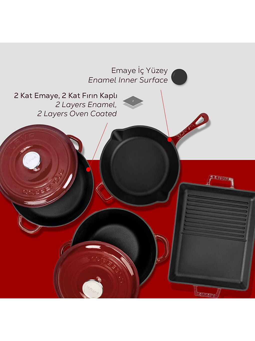 Bordo Döküm Set – Göz Alıcı Renk, Uzun Ömürlü Döküm Kalitesi-5