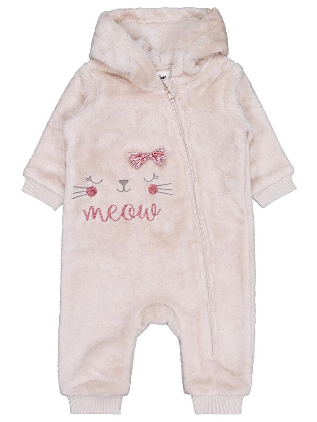Baby Fiyonk Meow Nakışlı 6-18 Ay Tulum - Bej 18-24 Ay-1