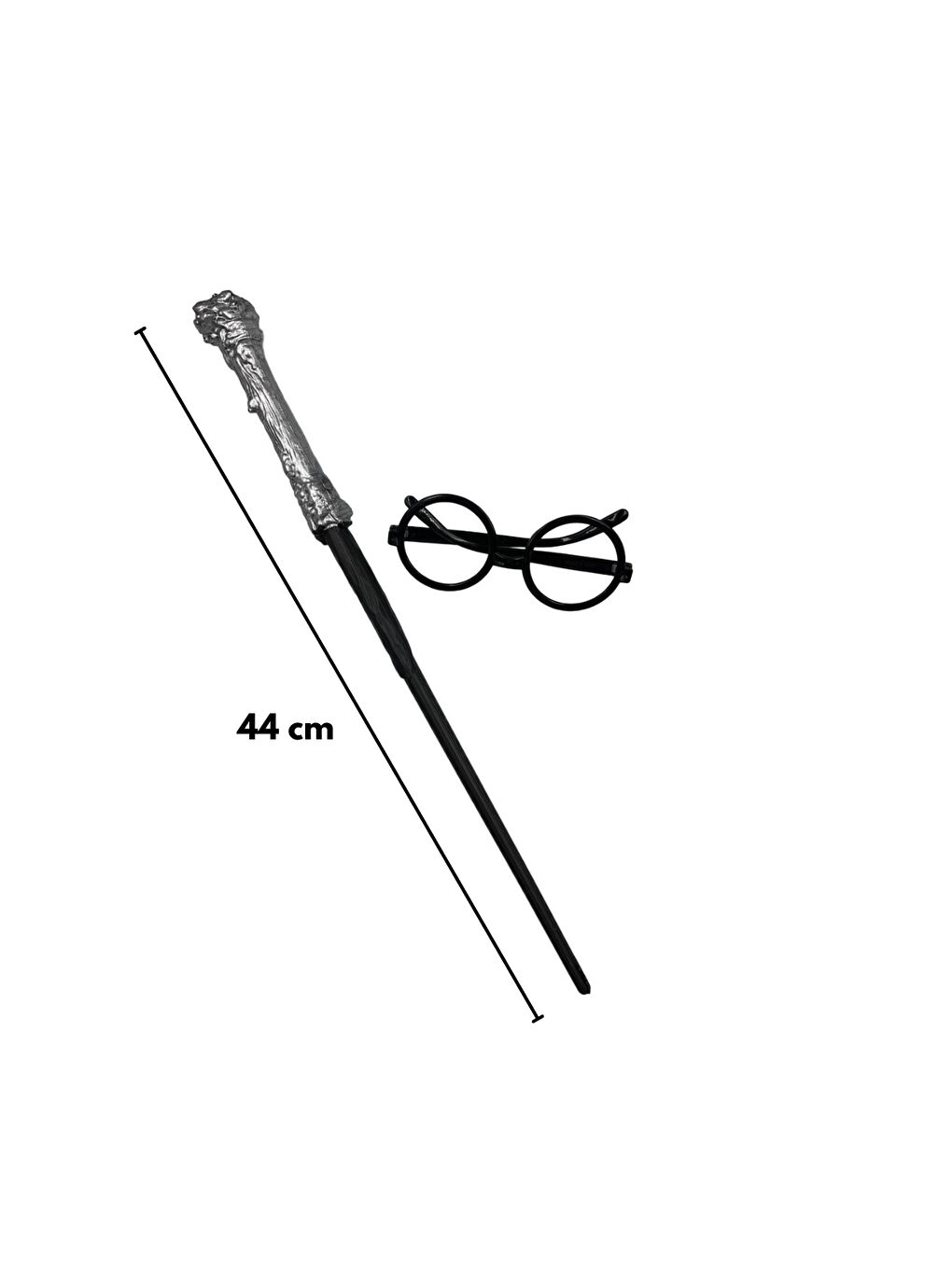 Siyah Sihirbaz Gözlük ve Asa Set-2