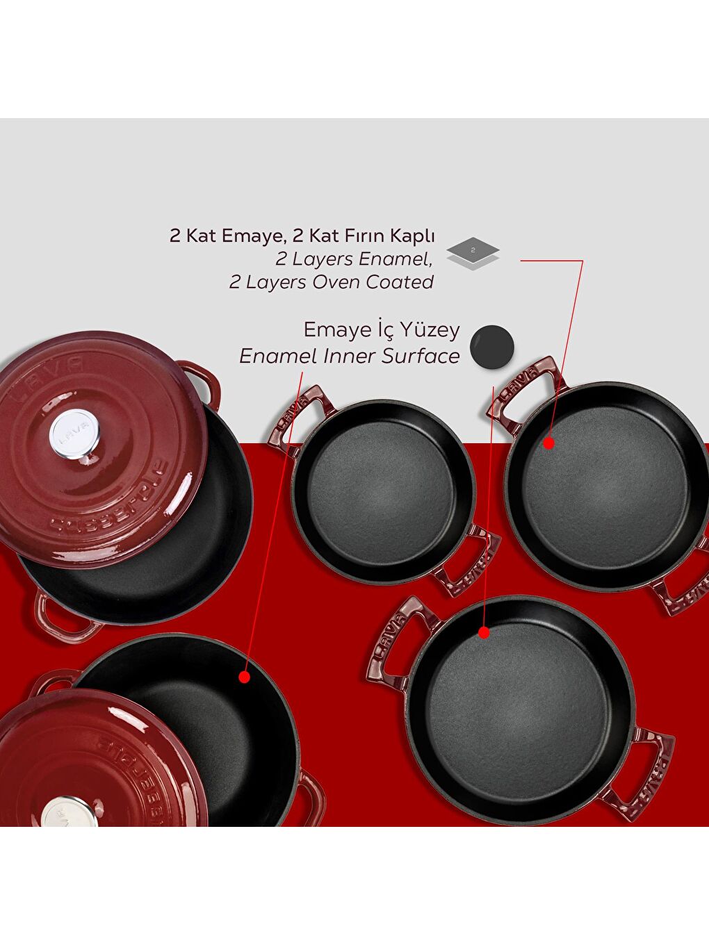 Bordo 7 Parça Tencere & Tava Seti – Göz Alıcı Renk, Eşsiz Lezzet-5