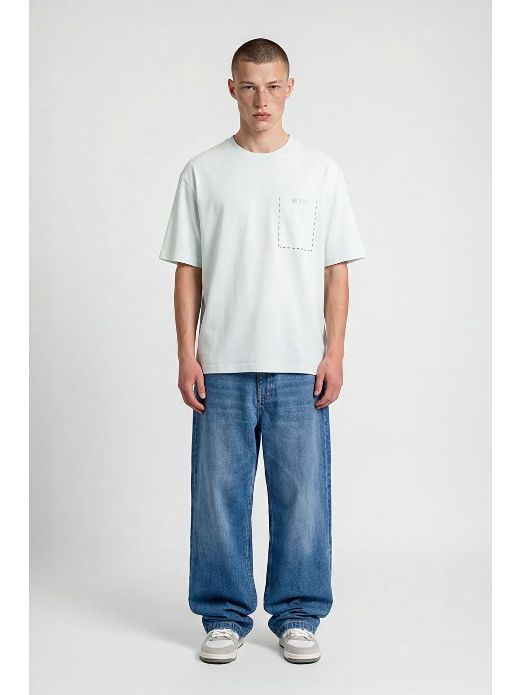 Yeşil Giotelli Erkek Mint Geniş Kesim Oversize Fit Baskılı Kısa Kollu Bisiklet Yaka Tişört-1