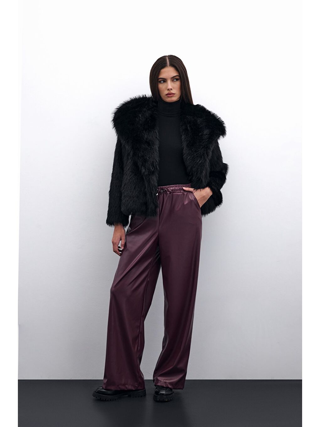 Salaş Deri Pantolon - Bordo-1