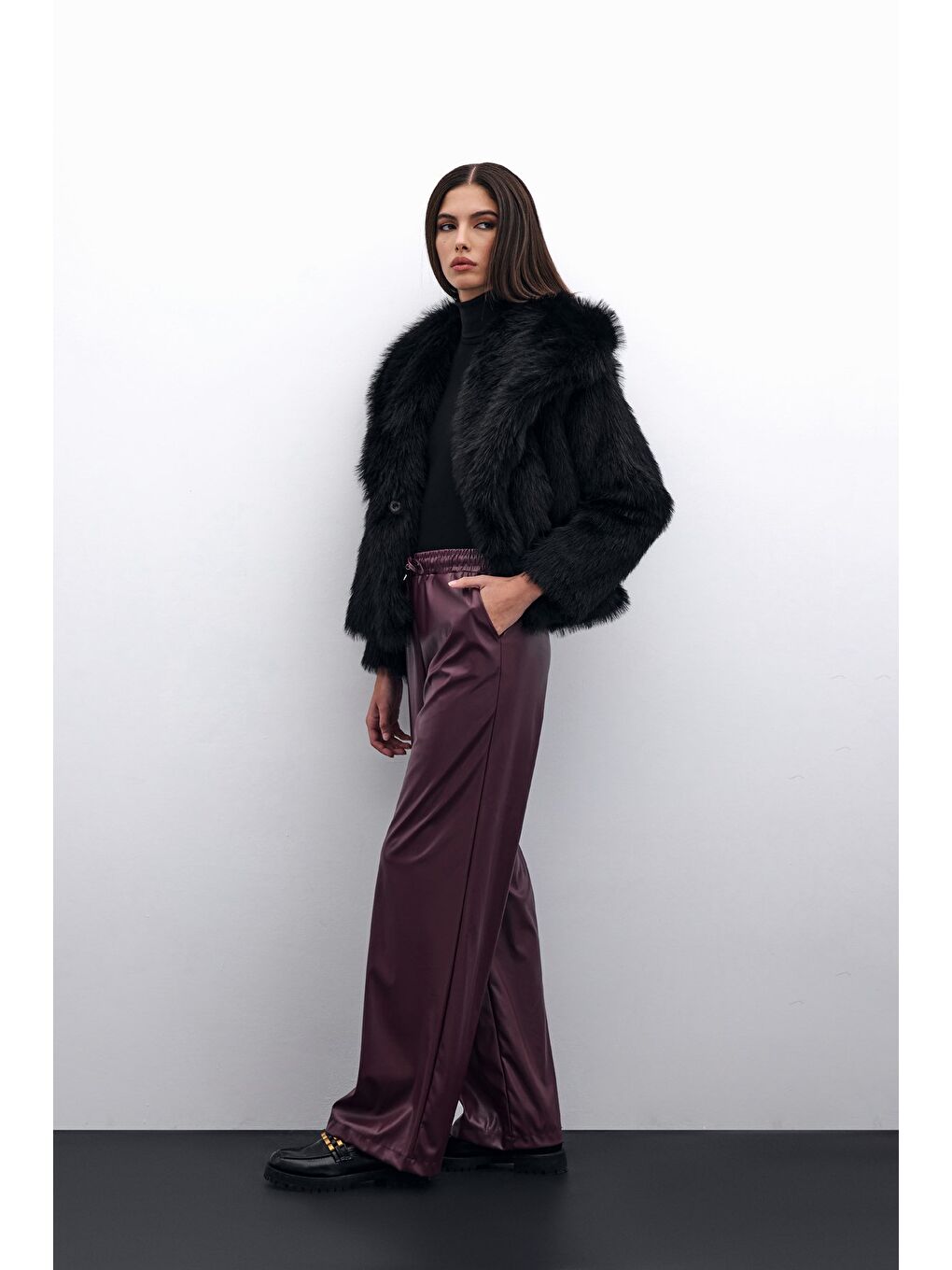 Salaş Deri Pantolon - Bordo-2