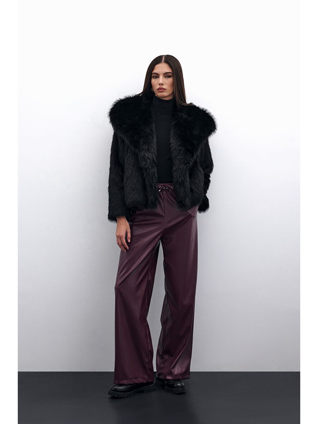 Salaş Deri Pantolon - Bordo-3