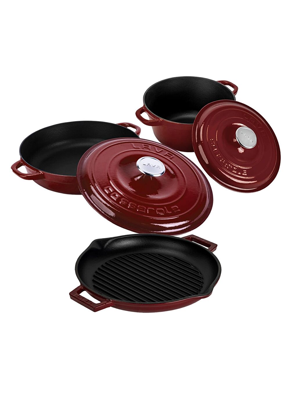 Bordo Döküm Tencere ve Izgara Seti – Sofralarda Şef Dokunuşu-1