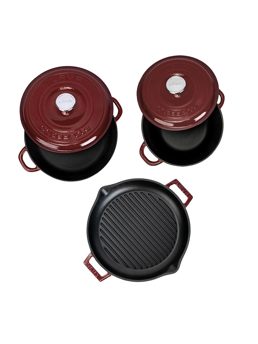 Bordo Döküm Tencere ve Izgara Seti – Sofralarda Şef Dokunuşu-2