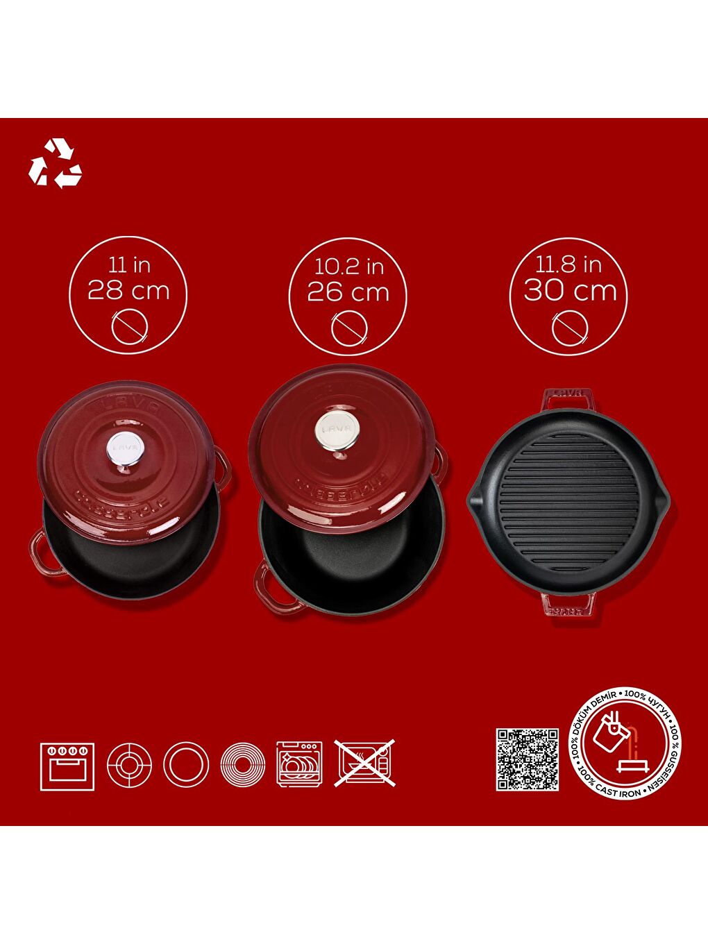 Bordo Döküm Tencere ve Izgara Seti – Sofralarda Şef Dokunuşu-3