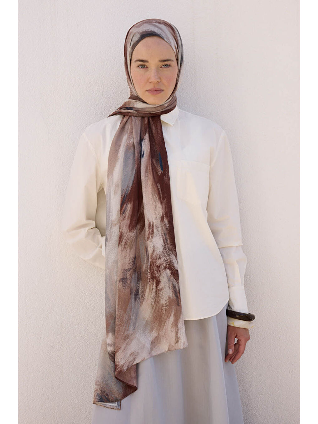 Kahverengi Deluxe Summer Şal Gray Coffee-1