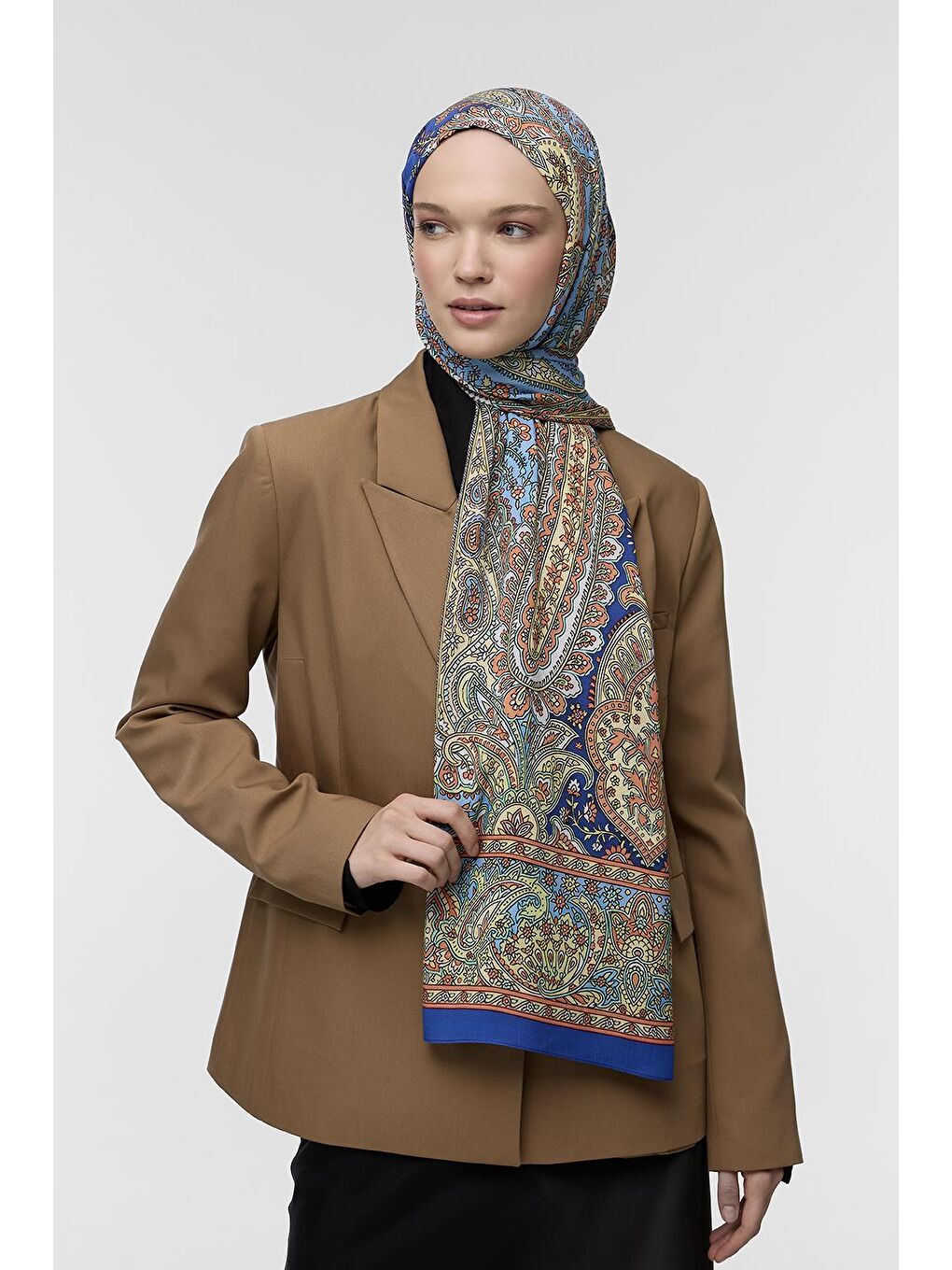 Lacivert Deluxe Şal Lalita Desenli