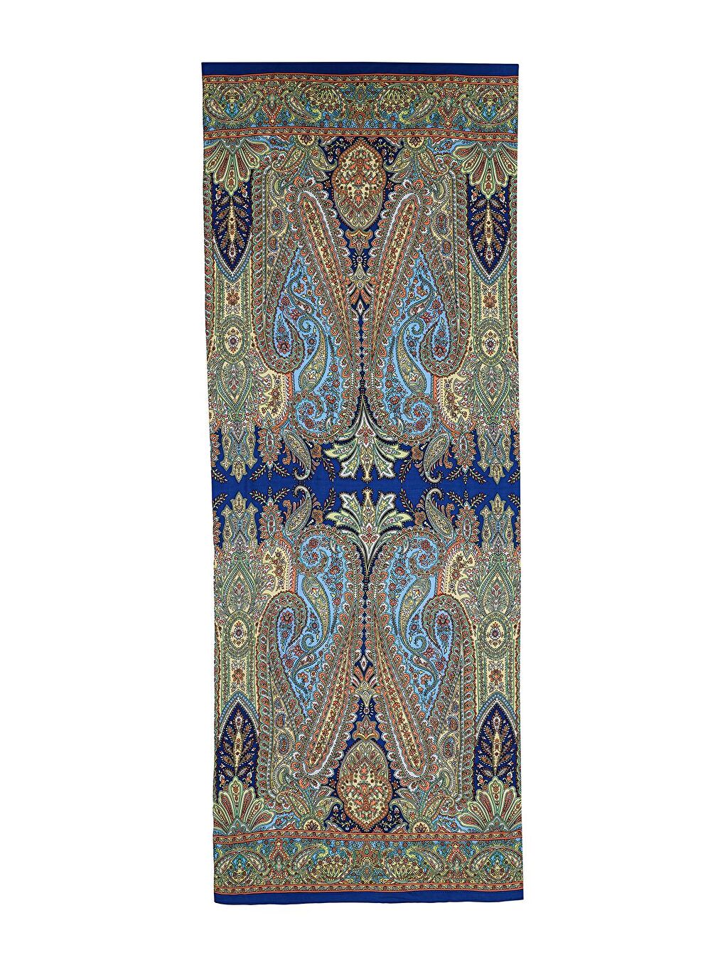 Lacivert Deluxe Şal Lalita Desenli-1